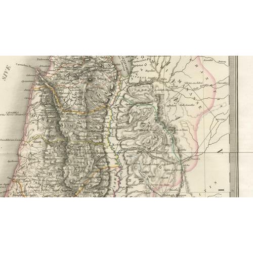 Paper Antique Map of Palestine and the Holy Land by Lapie, Paris, 1838 For Sale - Image 7 of 10