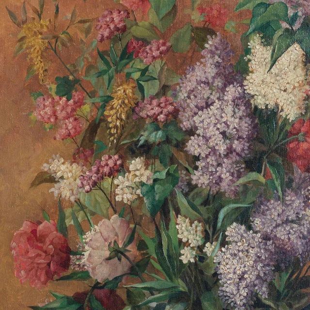 1920s Floral Still Life in Vase, 1920s-1940s, Oil on Canvas For Sale - Image 5 of 11