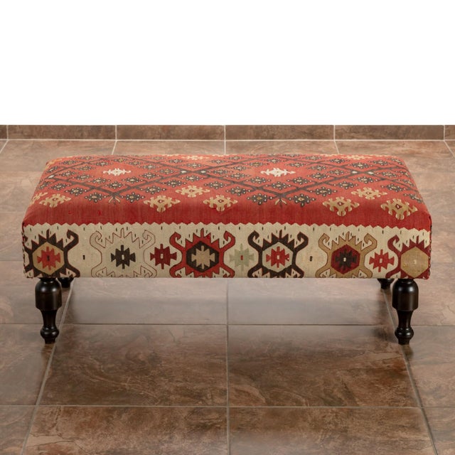 2000 - 2009 Mid-Century Nomadic Kilim Footstool For Sale - Image 5 of 9