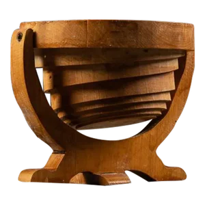 Folk Art Wooden Spiral Cut Bowl