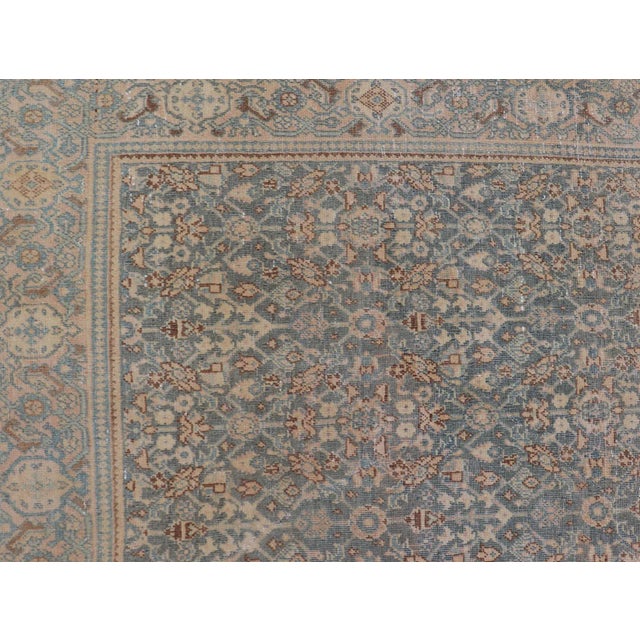 Slate Gray Light Blue/Gray Background Persian Antique Tabriz Rug With All-Over Herati Design For Sale - Image 8 of 13