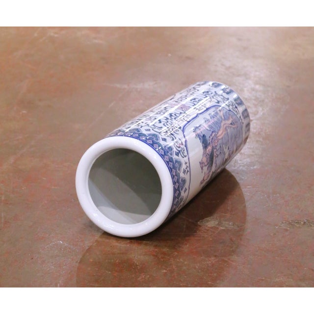 Late 20th Century Chinese Blue and White Porcelain Umbrella Stand For Sale - Image 10 of 11