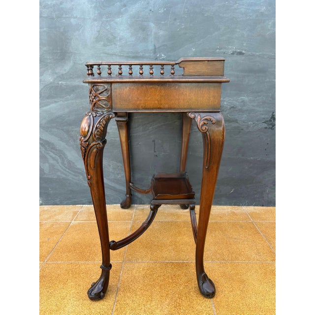 Louis XV Style Carved Wood Side Table with Gallery Top and Cabriole Legs, 1930s For Sale - Image 11 of 12