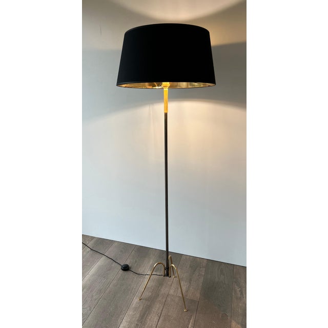 1960s Mid-Century Modern Gun Metal and brass designer floor lamp For Sale - Image 11 of 12