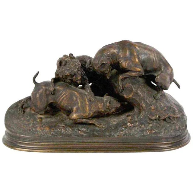 Metal Late 19th Century Three Dogs Burrowing ‚ÄòChase Au Lapin‚Äô, by Pierre-Jules M√™ne For Sale - Image 7 of 7