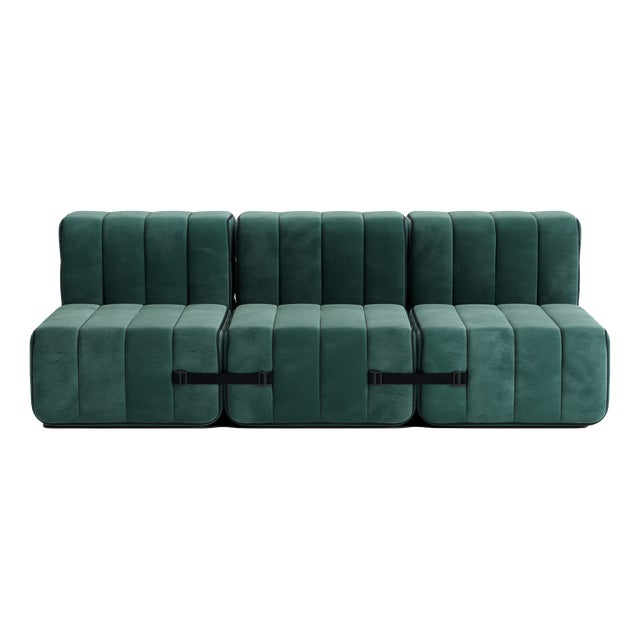 Curt Modular Set - Flexible 3-Seater - Barcelona - Serpentine - V3347/39 (Green) by Ambivalenz, Set of 6 For Sale