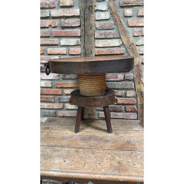 Adrien Audoux and Frida Minet Mid-Century Wood & Rope Oval Gueridon Audoux Minet, Circa 1960 For Sale - Image 4 of 12