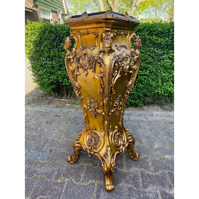 1990s Italian Baroque Gold Resin Pedestals - Pair of 2 Pc For Sale - Image 4 of 17