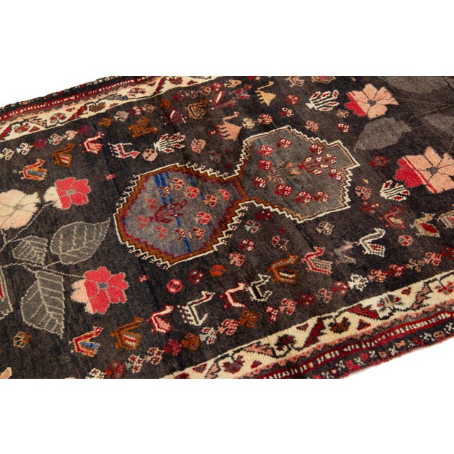 1940s 4 X 6 Vintage Handmade Shiraz Persian Wool Rug With Allover Design For Sale - Image 5 of 7