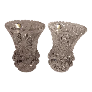 1980s Pair of Bohemian Cut Crystal Bud Vases, Made in Czech Republic