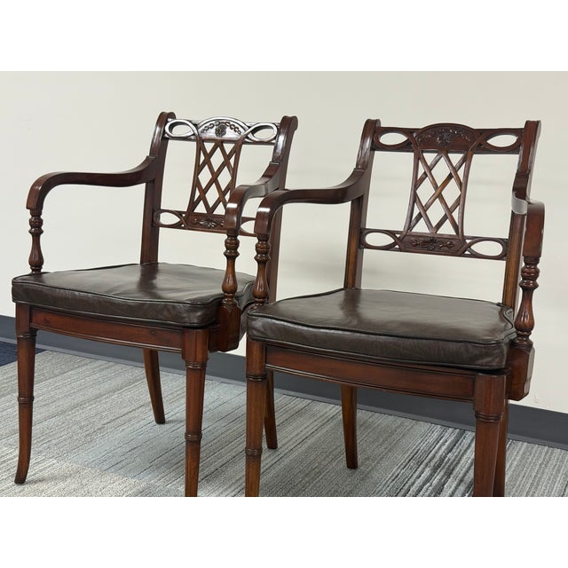 English Style Regency Armchair by Maitland Smith ~ a Pair For Sale - Image 9 of 10
