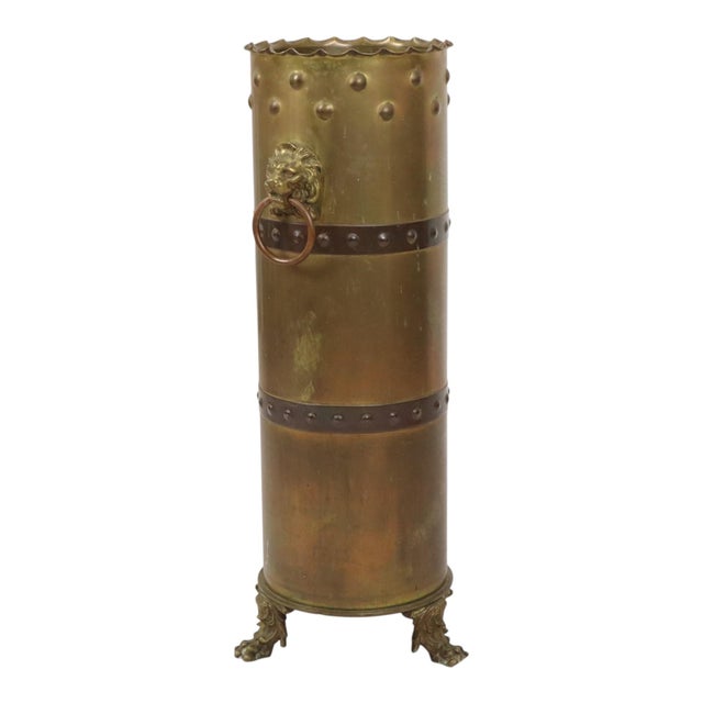Artillery Shell Umbrella with Trench Art Lion Heads, 1920s For Sale - Image 11 of 18