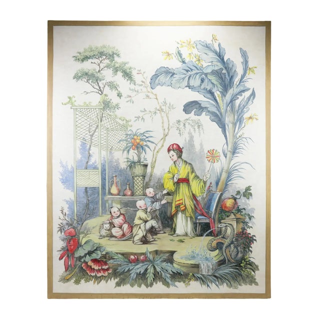 Chinoiserie Vintage 18th Century European "Chinoiserie" Style Decorative Painting, For Sale - Image 3 of 11