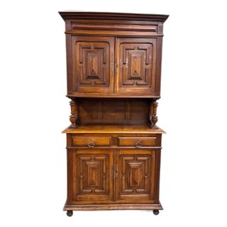 Antique French Renaissance Revival Henri II Style Two-Piece Buffet Deux Corps For Sale