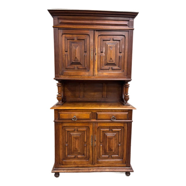 Antique French Renaissance Revival Henri II Style Two-Piece Buffet Deux Corps For Sale