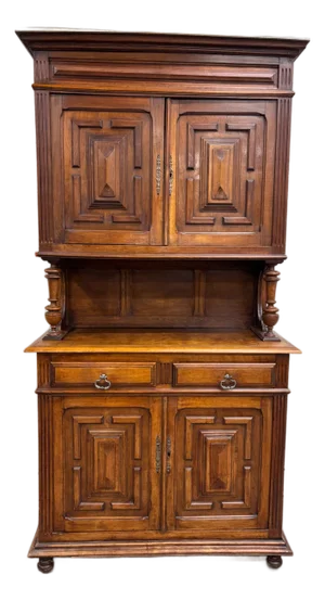 Antique French Renaissance Revival Henri II Style Two-Piece Buffet Deux Corps