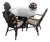 Vintage Philippine Rattan & Glass 5-Piece Dining Set With Sculptural Palm Frond Details For Sale