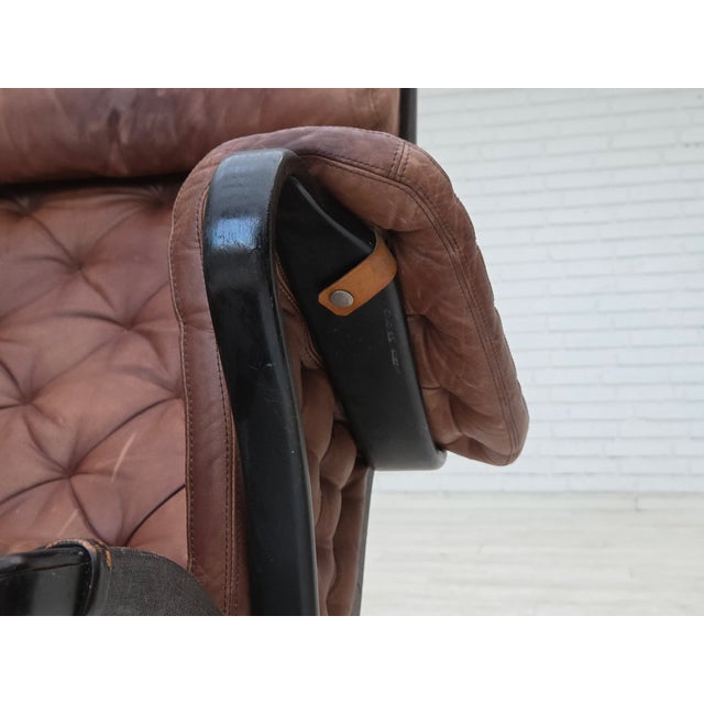 Brown Swedish Pernilla Lounge Chair in Leather by Bruno Mathsson for Dux, 1970s For Sale - Image 8 of 18