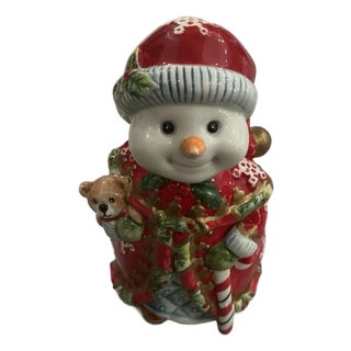 Fitz and Floyd Christmas Snowmen Salt and Pepper Shaker, Retired 2005 For Sale