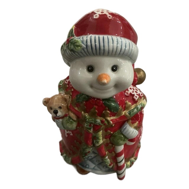Fitz and Floyd Christmas Snowmen Salt and Pepper Shaker, Retired 2005 For Sale