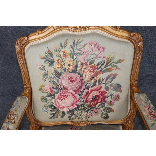 Pair Antique French Louis XV Style Aubusson Armchairs For Sale - Image 10 of 14