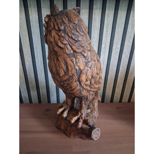 Vintage Hand-Carved Wood Owl For Sale - Image 11 of 12