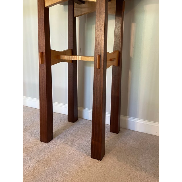 Hand Crafted Live Edge Butterfly Table in Walnut and Curly Maple by Artist Keith R. Allen For Sale - Image 4 of 12