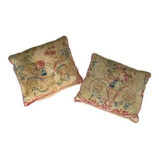 French Aubusson Pillows 18 Century a Pair For Sale