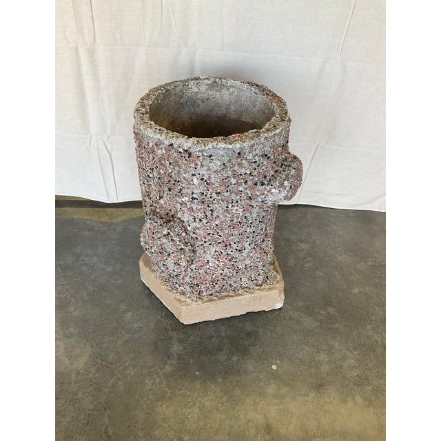 Vintage Faux Bois Concrete Tree Trunk Planter Pebble Style For Sale - Image 11 of 12
