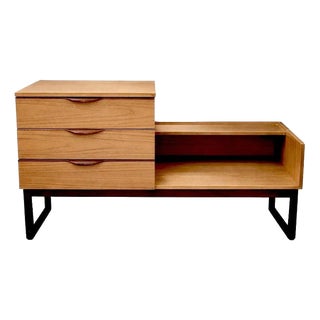 Mid-Century European Teak and Formica Storage Bench with Drawers, 1960s For Sale