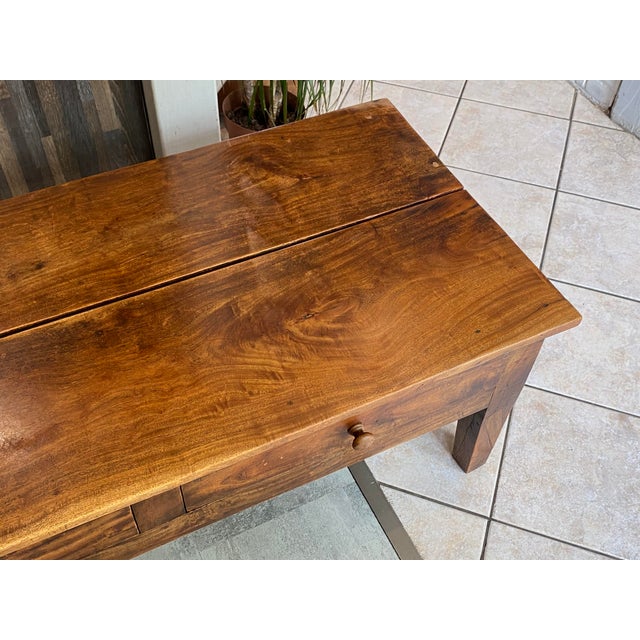 Rustic Farmhouse Coffee Table in Wood with Two Drawers, 1930s For Sale - Image 10 of 18