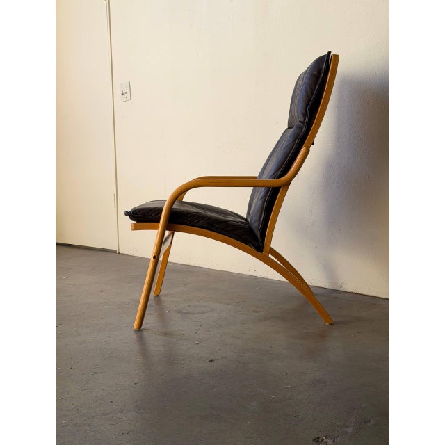 Mid Century Danish Stouby Leather Armchair Bentwood Lounge Chair Scandinavian Modern 1960s For Sale - Image 10 of 11