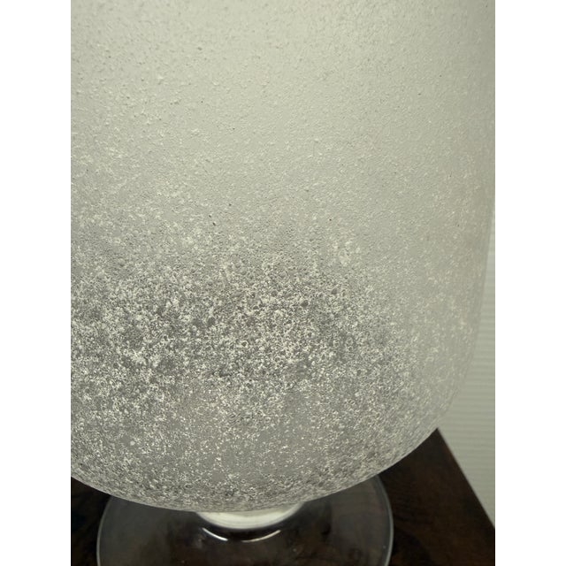 Frosted Glass Cylindrical Hurricane Vases, Set of Three For Sale - Image 11 of 12