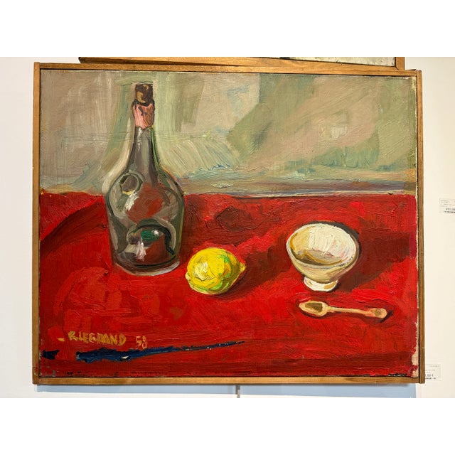 Raymond Legrand, Still Life with Lemon, Oil on Canvas, in Flawless conditions. Designed 1950 to 1959 This piece has an...