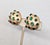 Vintage 1960s Signed Trifari Round Goldtone Cabochon Faux-Emerald Clip Earrings-2 Pieces For Sale In Philadelphia - Image 6 of 8