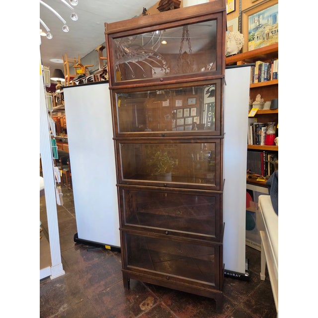 Antique Hale Lawyers Bookcase Barrister Bookcase 5 Stack Tall Walnut For Sale In San Diego - Image 6 of 9