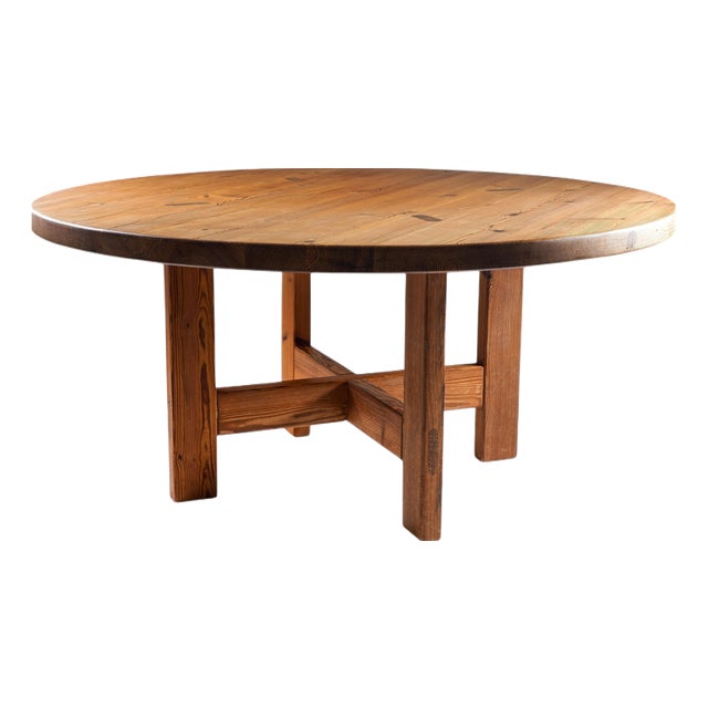Large Swedish Dining Table in Pine by Roland Wilhelmsson, 1970s For Sale