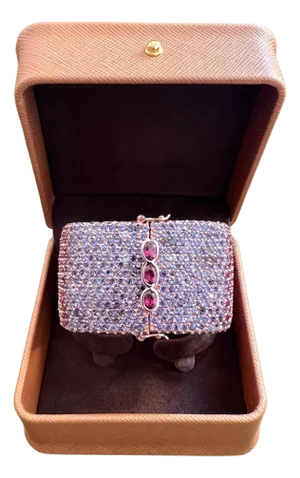 Bochic "Capri" Vintage Ruby & Purple Amethyst Bangle Set In 18K Gold & Silver