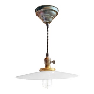 Milk Glass Pendant Light Fixture For Sale
