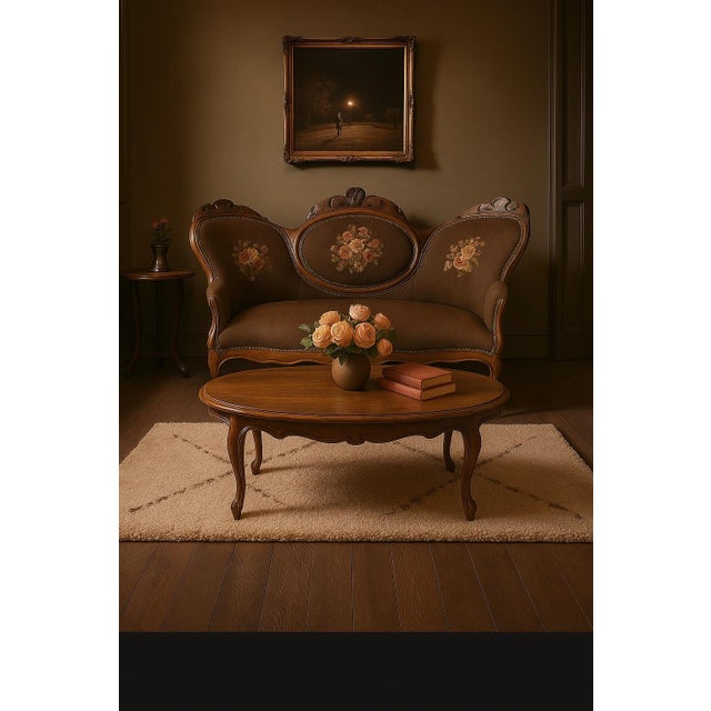 Antique Needlepoint Settee With European Floral Upholstery — Romantic Elegance For Sale In Saint Louis - Image 6 of 6
