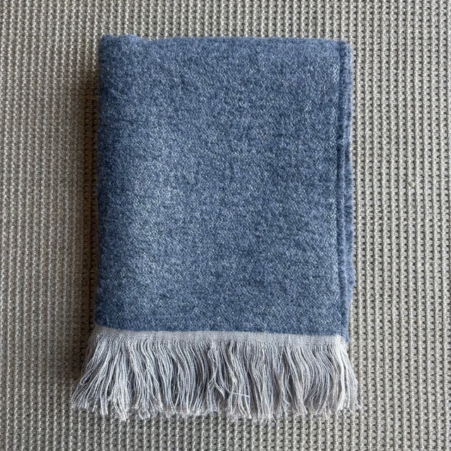 Textile Dark Grey Belgian Linen and Wool Throw For Sale - Image 7 of 7