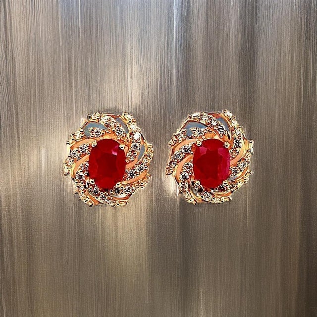 Diamond Ruby Earrings 14 Karat Yellow Gold 3.64 TCW Certified For Sale In New York - Image 6 of 18
