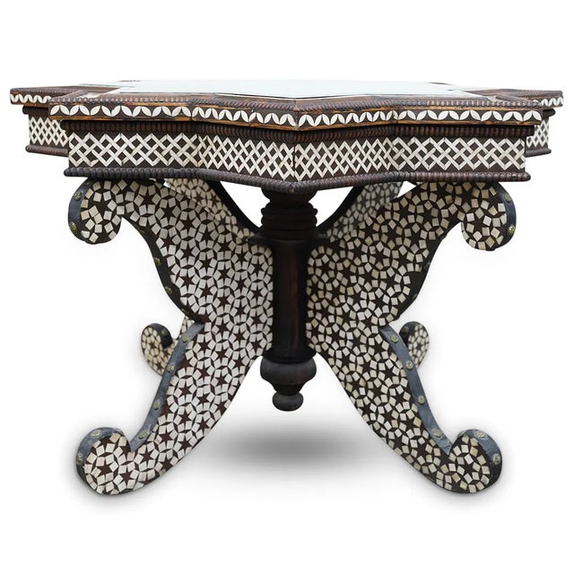 Moroccan Share Moroccan Wood, Mop & Bone Inlaid Table For Sale - Image 3 of 7