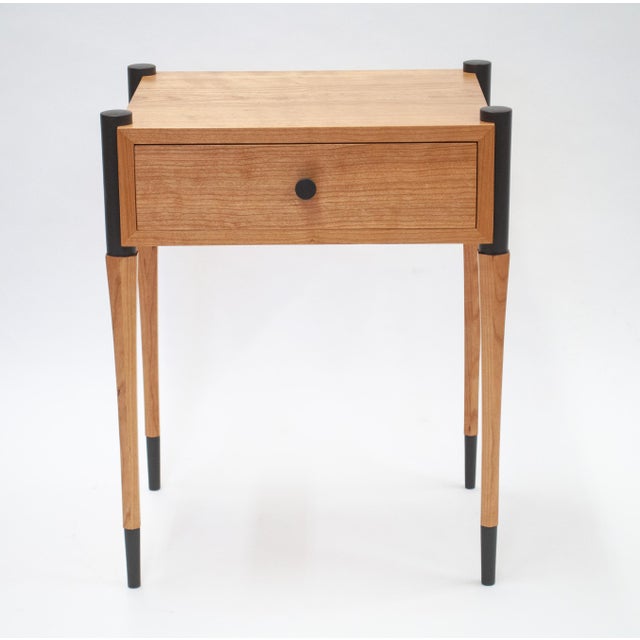 Mid-Century Modern Cherry Side Table With Ebonized Accents by Peter Aleksa For Sale - Image 3 of 4