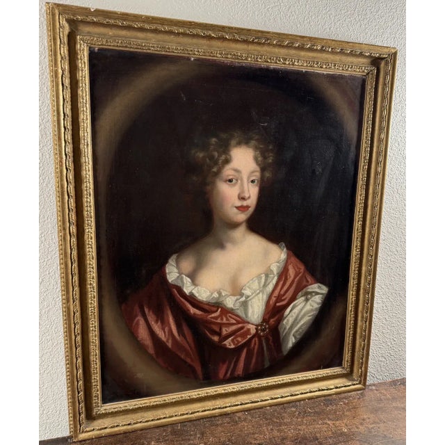 Antique Michael Dahl Oil Portrait Painting English Woman 17th Century, Framed For Sale In San Francisco - Image 6 of 8