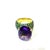 Art Deco Bochic “Orient” Amethyst & Tsavorite Large Cocktail Ring 18k in Gold & Silver Size 4 For Sale - Image 3 of 3