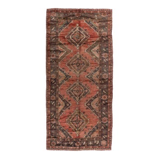 Vintage Circa 1940 Orange Turkish Oushak Kelleh Hand Knotted Wool Runner 5ft 6in X 12ft 2in For Sale