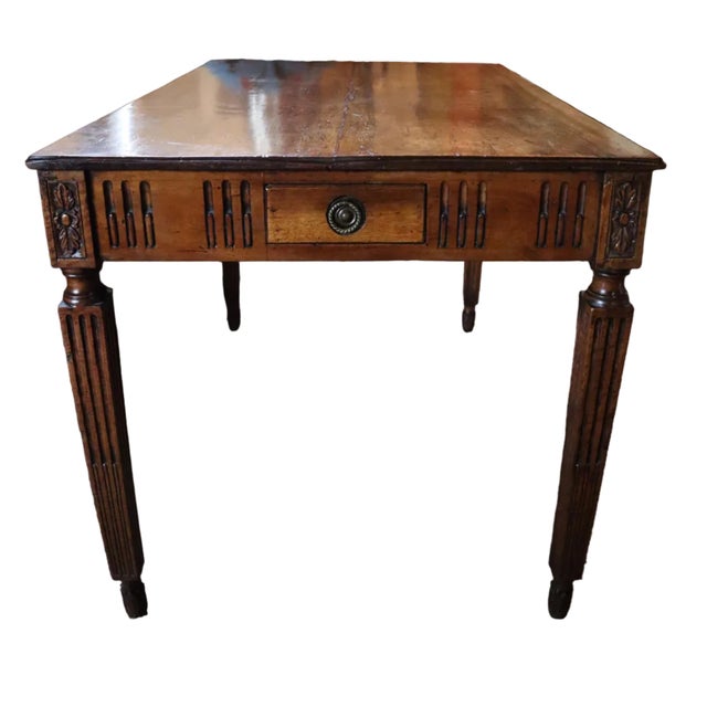 French Ornate 19th Century French Library Table With Brass Hardware For Sale - Image 3 of 14