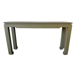 Vintage 1970s Organic Modern Harrison Van Horn Style Lacquered Grasscloth Console Table For Sale