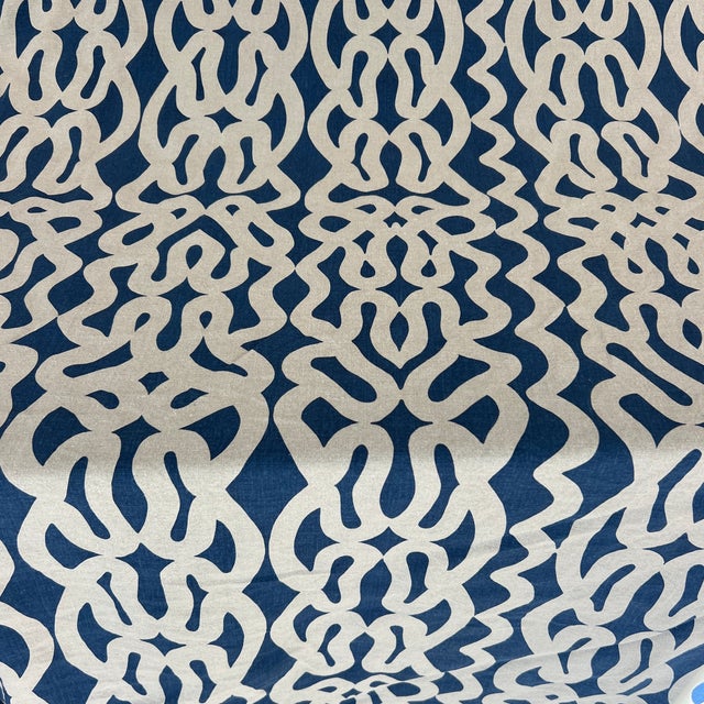 Raoul Textiles Suriname Blue Linen Fabric- By the Yard For Sale - Image 4 of 7